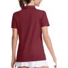 imageMAGCOMSEN Womens Polo Shirts Short Sleeve Quick Dry Golf TShirts Collared Golf Tops for Work Casual 4 ButtonsWine Red
