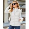 imageMAGCOMSEN Womens Puffer Vest Lightweight Stand Collar Zip 4 Pockets Puffy Vests Sleeveless Quilted Padded OuterwearAwhite