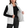 imageMAGCOMSEN Womens Puffer Vest Lightweight Stand Collar Zip 4 Pockets Puffy Vests Sleeveless Quilted Padded OuterwearAwhite