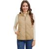 imageMAGCOMSEN Womens Puffer Vest Sleeveless Lightweight Winter Jackets Quilted Zip Up Coats Stand Collar Padded Outerwear VestsCamel