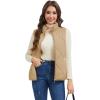 imageMAGCOMSEN Womens Puffer Vest Sleeveless Lightweight Winter Jackets Quilted Zip Up Coats Stand Collar Padded Outerwear VestsCamel