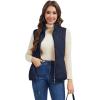 imageMAGCOMSEN Womens Puffer Vest Sleeveless Lightweight Winter Jackets Quilted Zip Up Coats Stand Collar Padded Outerwear VestsNavy