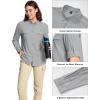 imageMAGCOMSEN Womens UPF 50 Long Sleeve Fishing Shirts UV Sun Protection Quick Dry Button Down Safari Hiking Travel ShirtsLightgrey
