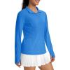 imageMAGCOMSEN 14 Zip Pullover Women Long Sleeve Quarter Zip UPF 50 Sun Shirts with Pocket Quick Dry Athletic Workout TopsAzure