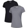 imageMAGCOMSEN 2 Pack Womens Short Sleeve TShirts UPF 50 Workout Running Quick Dry Athletic Rash Guard Swim TopBlackLight Grey