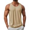 imageMAGCOMSEN Mens UPF 50 Tank Top Gym Workout Sleeveless Muscle Shirts Sun Protection Cut Off Shirts Summer Sleeveless T ShirtLight Khaki
