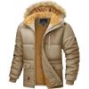 imageMAGCOMSEN Mens Winter Jacket Fleece Lined Water Repellent Windproof Warm Parka Winter Coat with HoodKhaki