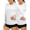 imageMAGCOMSEN Womens 2 Pack Long Sleeve Shirts UPF 50 Sun Protection Quick Dry Swim Shirt for Rash Guard Fishing Workout2 Packwhite white