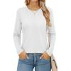 imageMAGCOMSEN Womens Long Sleeve Shirts Casual Crew Neck TShirt 2025 Basic Fall Tops Classicfit Tee Breathable Cotton TopWhite