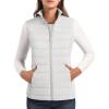 imageMAGCOMSEN Womens Puffer Vest Lightweight Stand Collar Zip 4 Pockets Puffy Vests Sleeveless Quilted Padded OuterwearAwhite