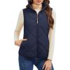 imageMAGCOMSEN Womens Puffer Vest Sleeveless Lightweight Winter Jackets Quilted Zip Up Coats Stand Collar Padded Outerwear VestsNavy