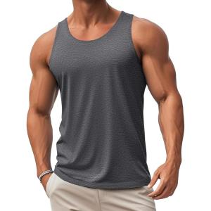imageMAGCOMSEN Mens Workout Tank Tops Undershirt Cotton Muscle Athletic Sleeveless Shirts for Gym17dark Grey