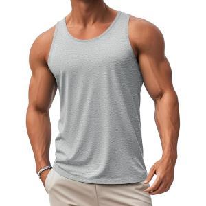 imageMAGCOMSEN Mens Workout Tank Tops Undershirt Cotton Muscle Athletic Sleeveless Shirts for Gym19light Grey