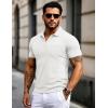 imageMAGCOMSEN Mens Polo Shirts Short Sleeve Cotton Pique Golf Shirts with Pocket Casual Performance Moisture Wicking Polos White M