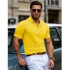 imageMAGCOMSEN Mens Polo Shirts Short Sleeve Cotton Pique Golf Shirts with Pocket Casual Performance Moisture Wicking Polos Yellow M