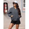 imageMAGCOMSEN Womens Bomber Jacket Casual Quilted Lined Coat Zip Up Winter Fall Windbreaker Fashion Outerwear with PocketsDark Grey