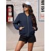 imageMAGCOMSEN Womens Bomber Jacket Casual Quilted Lined Coat Zip Up Winter Fall Windbreaker Fashion Outerwear with PocketsNavy
