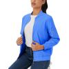 imageMAGCOMSEN Womens Casual Jacket Lightweight Bomber Jackets 5 Pockets Windbreaker Zipup Spring Fall OuterwearAzure Blue