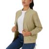 imageMAGCOMSEN Womens Casual Jacket Lightweight Bomber Jackets 5 Pockets Windbreaker Zipup Spring Fall OuterwearKhaki