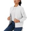 imageMAGCOMSEN Womens Casual Jacket Lightweight Bomber Jackets 5 Pockets Windbreaker Zipup Spring Fall OuterwearWhite