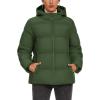 imageMAGCOMSEN Womens Down Puffer Jacket with Hood Lightweight Thermal Quilted Coat with Pockets Zipup Winter Warm JacketArmy Green