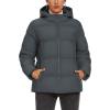 imageMAGCOMSEN Womens Down Puffer Jacket with Hood Lightweight Thermal Quilted Coat with Pockets Zipup Winter Warm JacketDark Grey