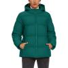 imageMAGCOMSEN Womens Down Puffer Jacket with Hood Lightweight Thermal Quilted Coat with Pockets Zipup Winter Warm JacketEmerald Green