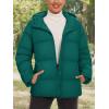 imageMAGCOMSEN Womens Down Puffer Jacket with Hood Lightweight Thermal Quilted Coat with Pockets Zipup Winter Warm JacketEmerald Green