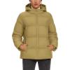 imageMAGCOMSEN Womens Down Puffer Jacket with Hood Lightweight Thermal Quilted Coat with Pockets Zipup Winter Warm JacketKhaki