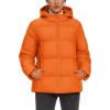 imageMAGCOMSEN Womens Down Puffer Jacket with Hood Lightweight Thermal Quilted Coat with Pockets Zipup Winter Warm JacketOrange