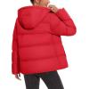 imageMAGCOMSEN Womens Down Puffer Jacket with Hood Lightweight Thermal Quilted Coat with Pockets Zipup Winter Warm JacketTomato Red