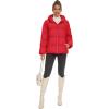 imageMAGCOMSEN Womens Down Puffer Jacket with Hood Lightweight Thermal Quilted Coat with Pockets Zipup Winter Warm JacketTomato Red