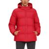 imageMAGCOMSEN Womens Down Puffer Jacket with Hood Lightweight Thermal Quilted Coat with Pockets Zipup Winter Warm JacketTomato Red