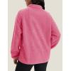 imageMAGCOMSEN Womens Fleece Jackets Fuzzy Button Down Sherpa Jacket Winter Warm Coat Casual Outwear with PocketsRose Red