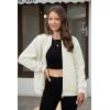 imageMAGCOMSEN Womens Sherpa Fleece Jacket Long Sleeve Fuzzy Comfy Fall Coat Bomber Zip Up Winter Jackets with PocketsBeigewhite