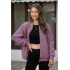 imageMAGCOMSEN Womens Sherpa Fleece Jacket Long Sleeve Fuzzy Comfy Fall Coat Bomber Zip Up Winter Jackets with PocketsGraypurple