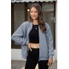 imageMAGCOMSEN Womens Sherpa Fleece Jacket Long Sleeve Fuzzy Comfy Fall Coat Bomber Zip Up Winter Jackets with PocketsLightgrey
