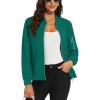 imageMAGCOMSEN Womens Casual Jacket Lightweight Bomber Jackets 5 Pockets Windbreaker Zipup Spring Fall OuterwearEmerald Green