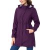 imageMAGCOMSEN Womens Long Fleece Lined Jackets Warm Winter Windbreaker Rain Coat Hooded Softshell Windproof InsulatedPurple Red
