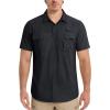 imageMAGCOMSEN Mens UPF 50 Fishing Shirts UV Sun Protection Cooling Quick Dry Short Sleeve Shirts for Hiking Safari CampingBlack