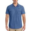 imageMAGCOMSEN Mens UPF 50 Fishing Shirts UV Sun Protection Cooling Quick Dry Short Sleeve Shirts for Hiking Safari CampingBlue Gray