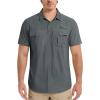 imageMAGCOMSEN Mens UPF 50 Fishing Shirts UV Sun Protection Cooling Quick Dry Short Sleeve Shirts for Hiking Safari CampingDark Grey