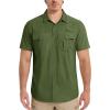 imageMAGCOMSEN Mens UPF 50 Fishing Shirts UV Sun Protection Cooling Quick Dry Short Sleeve Shirts for Hiking Safari CampingGreen