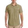 imageMAGCOMSEN Mens UPF 50 Fishing Shirts UV Sun Protection Cooling Quick Dry Short Sleeve Shirts for Hiking Safari CampingKhaki