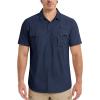 imageMAGCOMSEN Mens UPF 50 Fishing Shirts UV Sun Protection Cooling Quick Dry Short Sleeve Shirts for Hiking Safari CampingNavy
