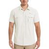 imageMAGCOMSEN Mens UPF 50 Fishing Shirts UV Sun Protection Cooling Quick Dry Short Sleeve Shirts for Hiking Safari CampingWhite