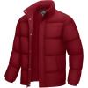 imageMAGCOMSEN Mens Down Jacket Winter Warm Thicken Puffer Coats Water Resistant Windproof Casual Insulated JacketWine Red