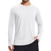 imageMAGCOMSEN Mens Long Sleeve Shirts Dry Fit Workout Running Athletic Moisture Wicking Casual Tshirts with Thumb HolesWhite