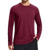 imageMAGCOMSEN Mens Long Sleeve Shirts Dry Fit Workout Running Athletic Moisture Wicking Casual Tshirts with Thumb HolesWinered
