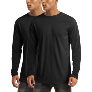 imageMAGCOMSEN 2 Pack Mens Long Sleeve Shirts Sun Protection UPF 50 UV SPF Dry Fit TShirt for Swim Athletic2black